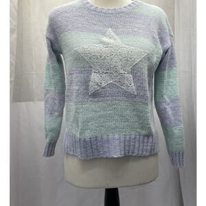 Blush & Bloom Girls Large Embroidered Star Sweater Super Soft